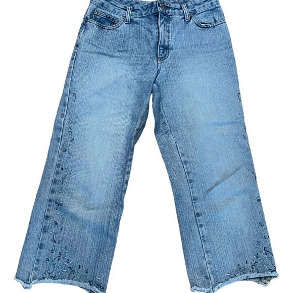 Embellished Cropped Jeans, Size 4P - Picture 1 of 4